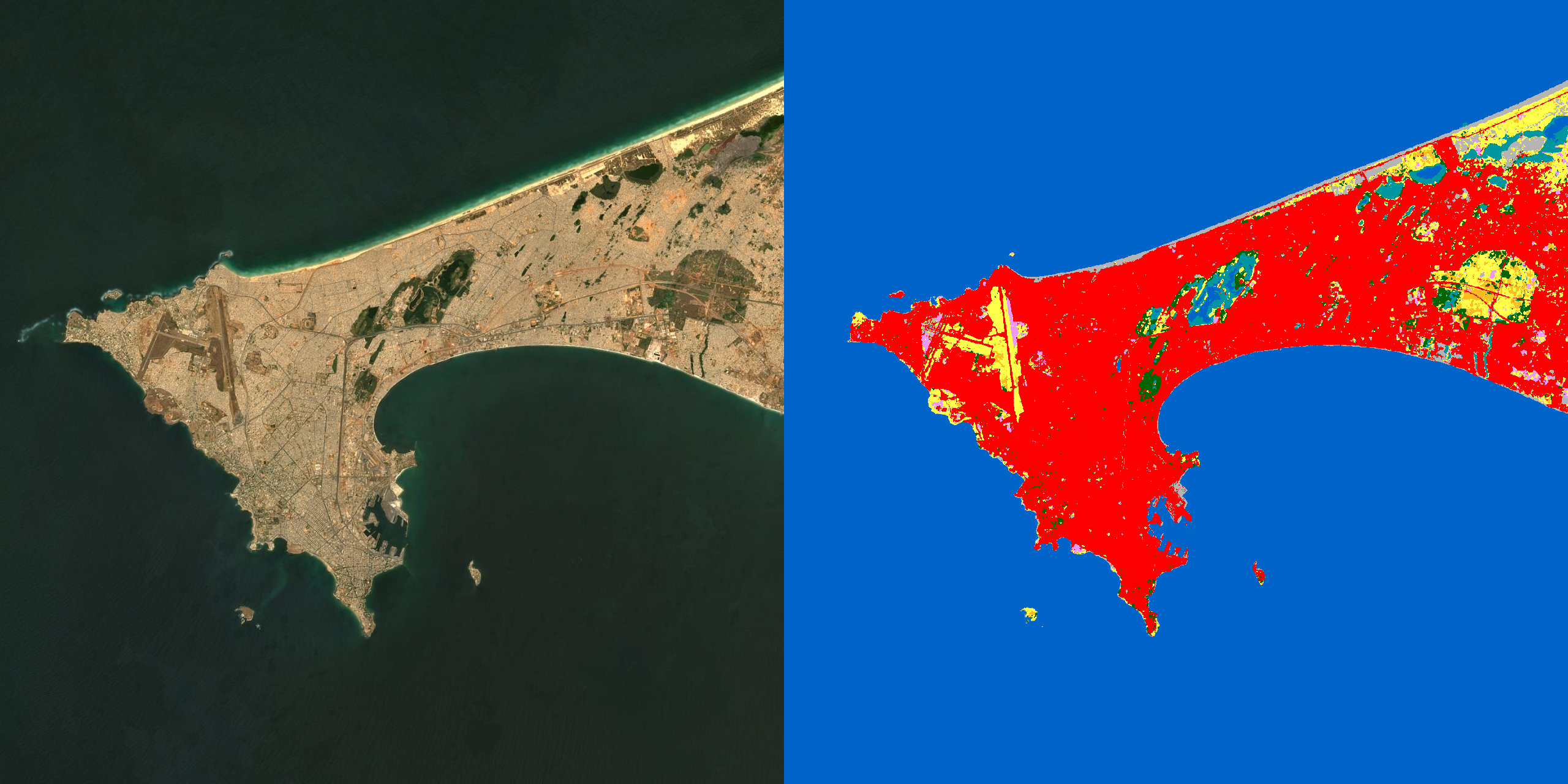 Dakar — presqu'île : bâti dense, océan, sol nu