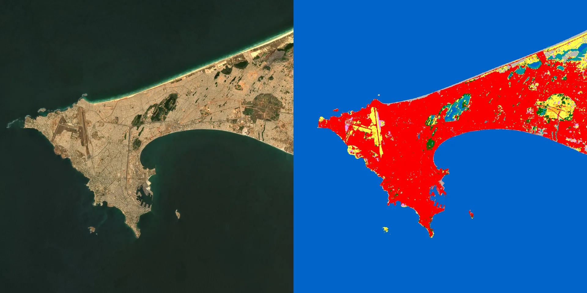 Dakar — presqu'île : bâti dense, océan, sol nu