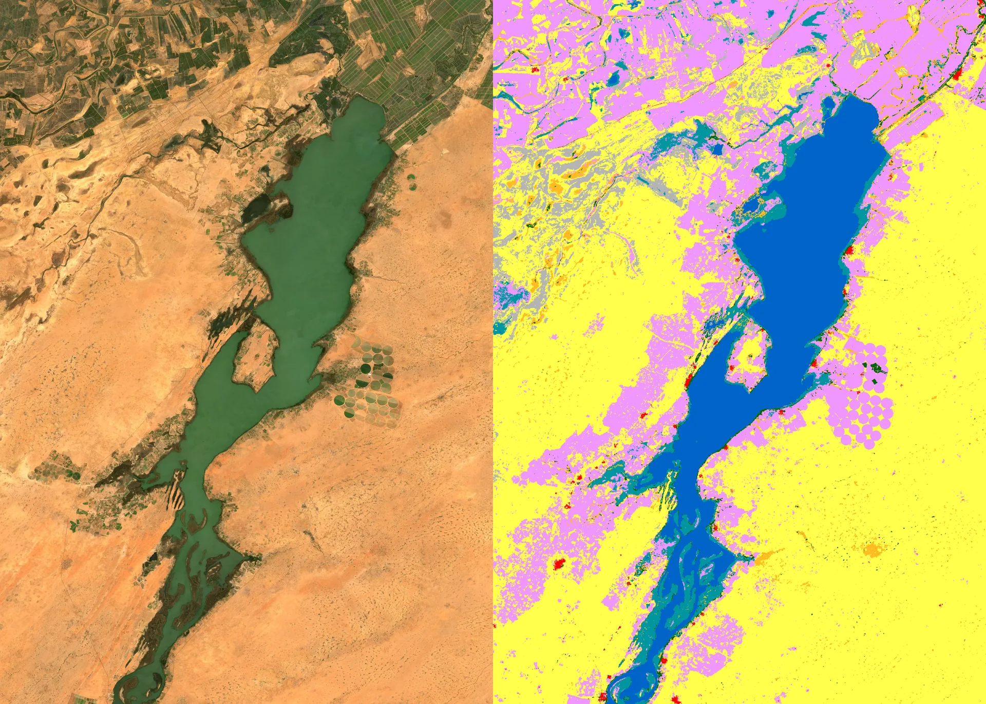 Lac de Guiers — lac + vallée irriguée du fleuve : eau, cultures, zones humides